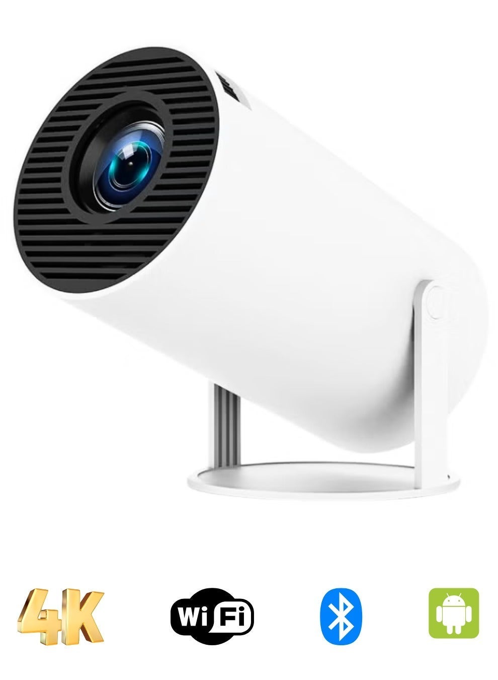 Smart Mini Projector Android 4K 1080P, 5G WiFi & Bluetooth, 210° Rotatable Stand, Auto Focus, Screen Alignment, Portable Dust-Proof Home Cinema & Office